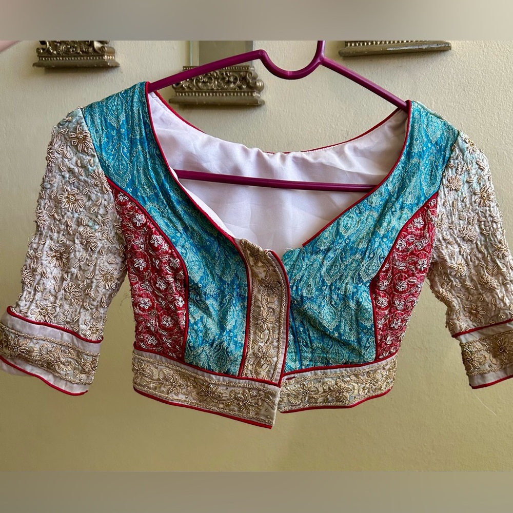 Embroidered Indian Choli Blouse • Multicolor • Festive Traditional Wear